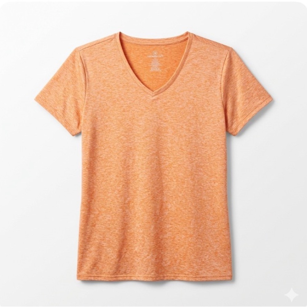Real Essentials Heathered Orange Logo Tee - L